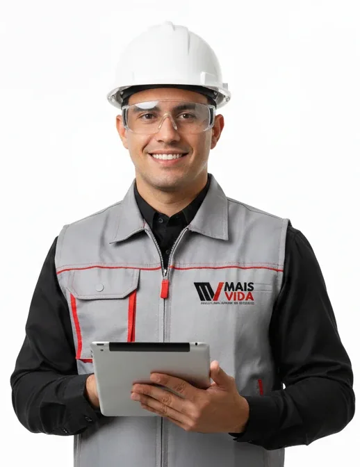 Engenheiro de segurança do trabalho com tablet